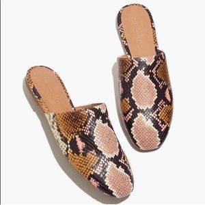 NWT Madewell Cory Mule Snake Print Embossed Leather